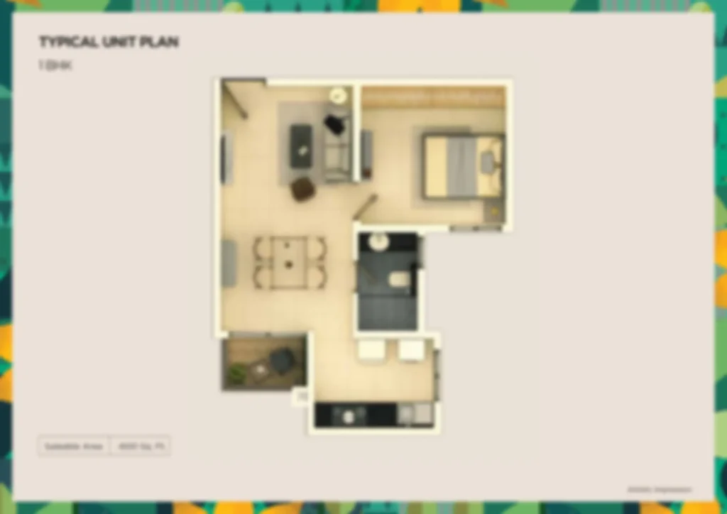 Purva Aerocity apartment 1 bhk Floor Plan by Puravankara Limited located at Chikkajala, North Bangalore Karnataka